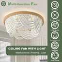 Ceiling Fans with Lights and Remote - Bulbs Included, Caged Fandelier with Handcrafted Beaded Décor 19 inches Reversible Flush Mount Installation Ceiling Fan, White, 19.2