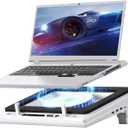llano Laptop Cooling Pad with Powerful Turbofan(5.5inch Diameter), Fast Cooling Gaming Notebook Computer 15.6-21in, Adjustable Speed, Touch Control, LCD Screen, 3-Port USB A (White V13 Without RGB)