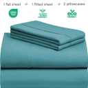 LuxClub 4 PC King Sheet Set, Deep Pockets Wrinkle Free Cooling Bed Sheets Hotel Bedding for Women, Men, Includes 1 Fitted Sheet, 1 Flat Sheet and 2 Pillowcases-Soft Teal