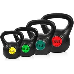 Fitvids Kettlebell Sets 4 Piece Strength Training KettleBells Weight Set 5lb, 10lb, 15lb, 20lb Kettle Bell
