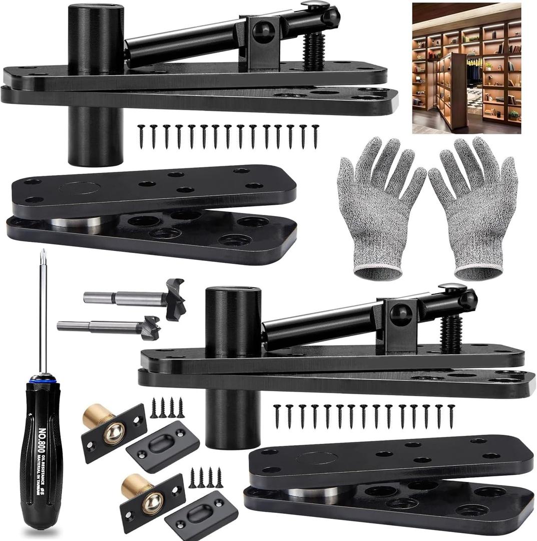 Hidden Door Hinge 573LB Load-Bearing, Tuykay Stainless Steel Hidden Hinges for Doors, Heavy Duty Pivot Door Hardware Swinging Pivot Hinge 360 Rotation Invisible Door Hinges