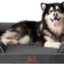 EHEYCIGA Orthopedic Dog Beds for Extra Large Dogs, Waterproof Memory Foam XXL Dog Bed with Sides, Non-Slip Bottom and Egg-Crate Foam Big Dog Couch Bed with Washable Removable Cover, Dark Grey