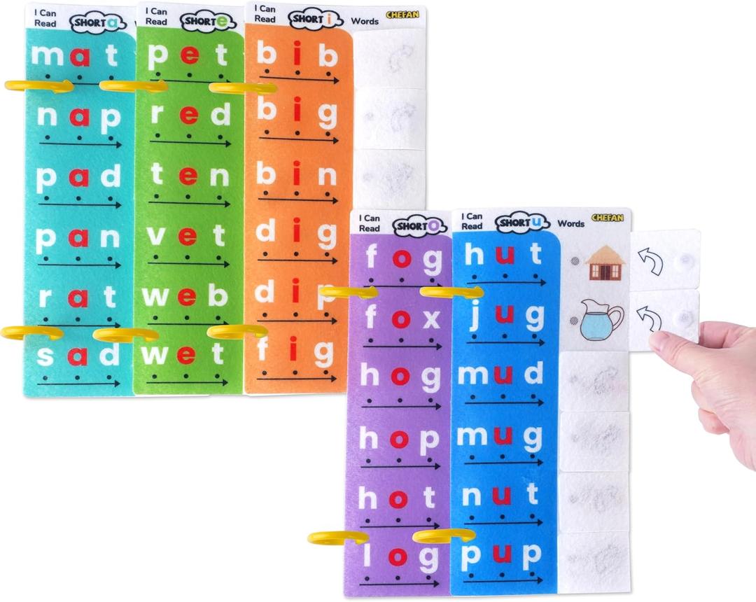 CHEFAN CVC Word Spelling Games, Phonics Flash Card Sight Word Games, Preschool Kindergarten Learning Activities, Montessori Educational Toy Gift for 3 4 5 6 Year Old Kids