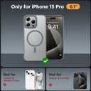 Miracase Magnetic for iPhone 15 Pro Case 6.1 inch (Compatible with MagSafe)with 2X Screen ProtectorsMilitary-Grade Protection, Anti-Fingerprint Translucent Matte Phone Cover, Gray