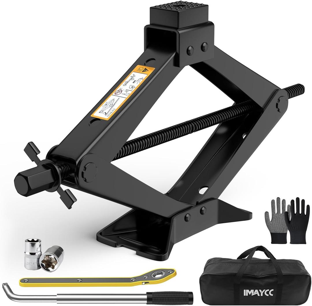 Universal Scissor Jack 3 Ton, Portable Car Jack Kit 3 Ton with Lug Wrench, Heavy Duty Tire Changing Kit, Emergency Lifting Jack for Car SUV ATV
