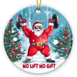 2 x Weight Lifting Christmas Ornament 2025, Double Sided Ceramic Ornaments for Christmas Tree Decor, for Women, Gifts for Gym Lovers, Funny Santa Ornaments