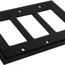 Henne Bery Modern Edge Decorative Wall Plate Switch Plate Outlet Cover, Durable Solid Zinc Alloy (Triple Decorator, Matte Black)