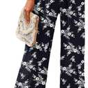 Heymoments Women's Wide Leg Lounge Pants with Pockets Lightweight High Waisted, Adjustable Tie Knot Loose Trousers, Large 