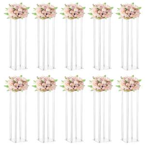10 Pcs Wedding Centerpieces Acrylic Vases Clear Column Flower Vase Flowers Stand 7.87'' x 7.87'' x 23.6'' Rectangular Flower Display Table Flower Stands for Wedding Party Events Reception Table Decor