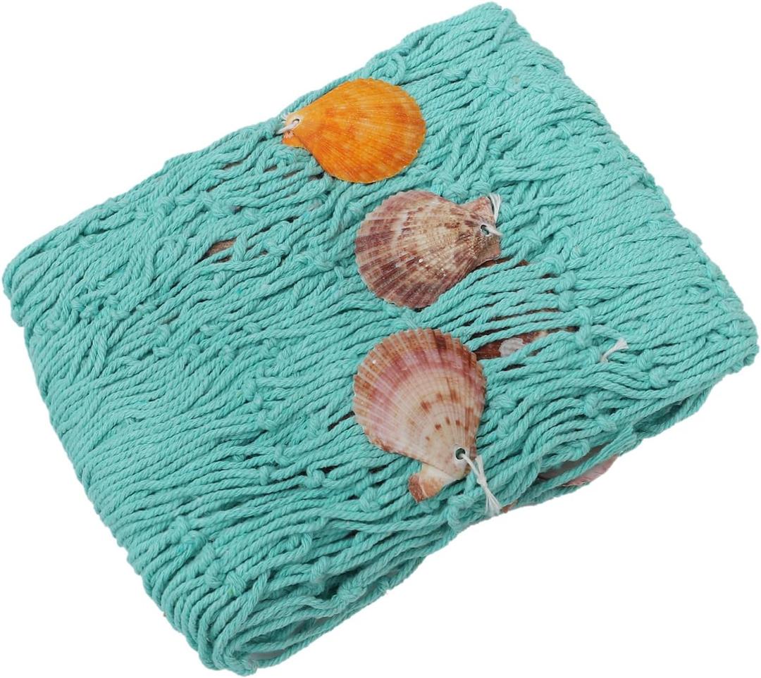 Fish Net for Decor Fishing Small Blue Handmade Pirate Net Fish Net Aquarium Wall Home Decor Coastal Themed Nautical Nets Decoration Beach Outdoor Decorative Green Cotton Thread