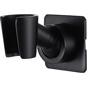 Shower Head Holder All Meta lHandheld Shower Wand Bracket Adhesive Shower Wall Mount Holder Brass Shower Spray Holder Black, Drill Free Glue Installation