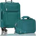 U.S. Traveler Rio Lightweight Softside Rolling Carry-on Suitcase, 4-Wheel Set, Teal, 22"/14"