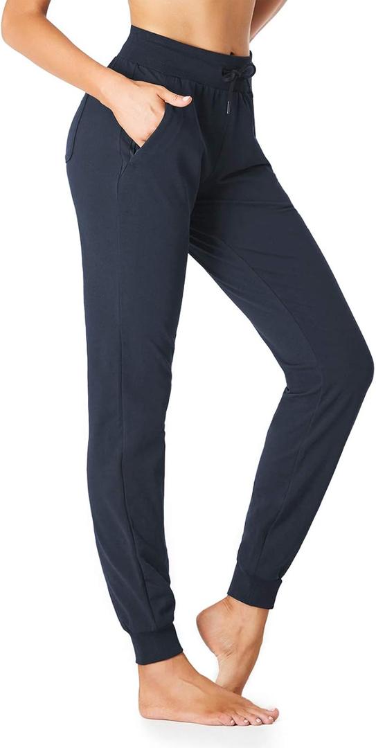 SEVEGO Tall Women's 30/32/34/36 Inseam Jogger Lightweight Cotton Sweatpants Zipper Pockets Running Long Sweat Pants (Large, Dark Blue)