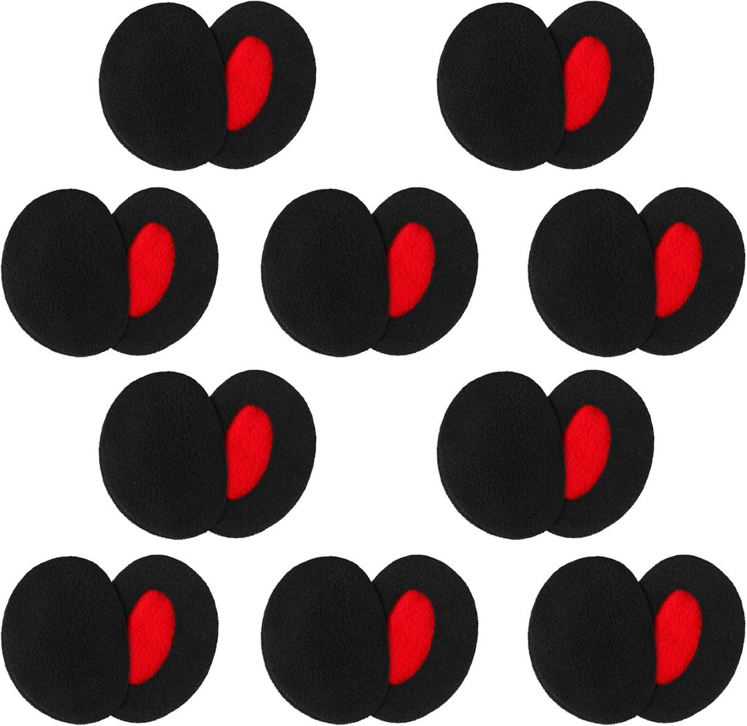 Bencailor 10 Pairs Bandless Ear Muffs Fleece Windproof Unisex Thick Covers for Men Women Winter (Black)
