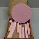 Bucherry 1 Pack Baby Clothes Display Stand Wooden Baby Shower Centerpiece Adjustable Height Circle Shaped Dress Hanger Doll Dress Outfit Stand Rack Hand Assembled Hangers Display Set (Pink Color)