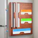 Magnetic Ziplok Bag Organizer for Refrigerator or Drawer, Natural Bamboo Foil and Plastic Wrap Organizer with Cutter, Storage Bag Holder for Gallon, Sandwich, Snack Food Bags (Brown)