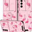 Goocrux Phone Cover Case for Samsung Galaxy S21 5G | 2in1, Flamingo, for Women Girls, Cute, Girly, Flamingos Birds Design, with Slide Camera Cover, Ring Holder, Aesthetic Cases, 6.2''