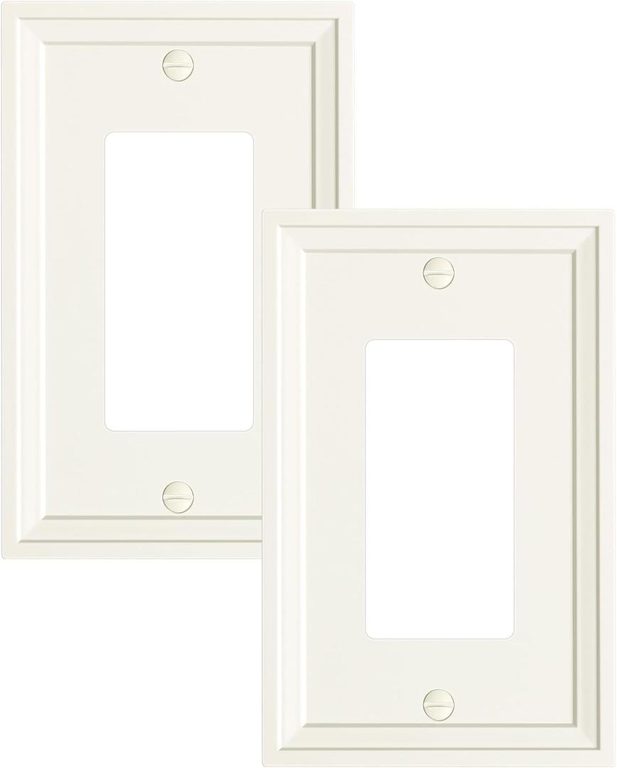 2-Pack Decorator Outlet Cover Plate, Black Decorative Switch Plates and Outlet Covers, Natural Bamboo Fiber Wall Plates for Electrical Outlets, Receptacle, GFCI Outlet, Dimmer Switch