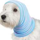 Nanaki Calming Hoodie Dog Grooming Ear Cover Anxiety Relief-No Shake Dog Ear Wrap Hematoma, Striped Head Wrap Snoods for Noise Protection, Bath, Fireworks, Thunderstorm, Blow Drying, Warm-Keeping