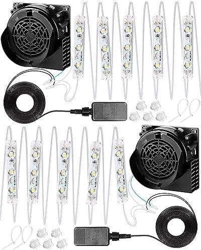 Wettal 2 Sets Replacement 1.2A Air Blower Fan with 5 Light String Large Inflatable Air Fan Blower 12V 1.5A Adapter for Xmas Holiday Yard Inflatables Fan Blower Decor with 4 Zip Ties
