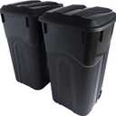 United Solutions 32 Gallon Wheeled Outdoor Garbage Can with Attached Snap Lock Lid and Heavy-Duty Handles, Black, Heavy-Duty Construction, Perfect Backyard, Deck, or Garage Trash Can, 2 Pack