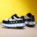 Roller Skate Shoes for Boys and Girls Kids LED Light Up Fashion Sneakers with Rechargeable and Detachable Wheels The Gift for Party Birthday Christmas Day (6.5 Big Kid, Black1558)