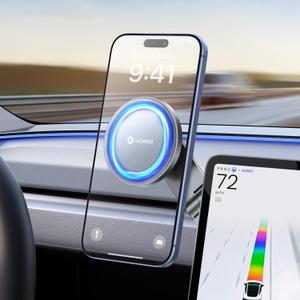 VICSEED Tesla Phone MountStrongest Magnet Power Foldable Hidden Tesla Phone Holder Fit for All Phones, Tesla Model 3/Y/Cybertruck Accessories, Tesla Model 3 Model Y for MagSafe Car Mount-Quicksilver