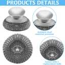 Stainless Steel Wool Scrubber with 2 Replacement Pads - Clean Metal Pans, Pots, Grills & More (4pcs)