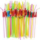 ALINK 50 Umbrella Parasol Drinking Straws, Hawaiian Beach Cocktail Luau Party Decorations Supplies