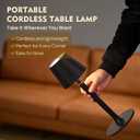 Modern LED Floor Lamp for Living Room, Tall Standing Lamp for Corner, Reading, Cordless, Rechargeable, Dimmable, Height Adjustable for Table, Desk, Outdoor, Patio, Bedroom, Black