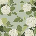 HomKihapai Floral Peel and Stick Wallpaper Self Adhesive Hydrangea Wall Paper French Country Cream Stick on Wallpaper for Bedroom Wall Decor Elegant Mural (Green Hydrangea, 118" X 17.4")