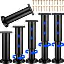6 PCS Adjustable Furniture Couch Cabinet Legs 4.72-7.48 Inch, Heavy Duty Adjustable Height Replacement Legs for Dresser/Sofa/Bed/Chair, Legs for Furniture Set of 6 (Black)