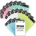 SHUESS Mini Clipboard 20 Pack Plastic Small Clipboard 4.7x7.3 Inch Colored Clipboards Low Profile Clip Small Clipboards Bulk Standard A6 Letter Size for Classroom and Office Use