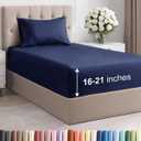 Extra Deep Pocket Twin XL Size Sheet Set - 3 Piece Breathable & Cooling Bed Sheets - Hotel Luxury Bedding with 16 to 21 inch Extra Deep Pockets - Soft, Fade & Wrinkle Resistant - Oeko-Tex - Navy Blue