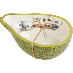 Mud Pie Fiesta Dip Bowl Set, Avocado, 5" X 6" | Spoon 3 1/2"