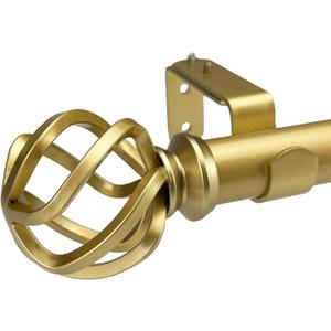 Warm Gold Curtain Rods for Windows 68-140 Inch, Industrial Drapery Rods