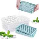 2 Pack Ice Cube Trays for Freezer, Mini Round Ice Ball Maker Mold, Circle Ice Cube Tray Set Making 1" Sphere Ice Cube for Chilling Cocktail Whiskey Tea & Coffee (Blue)