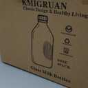 KMIGRUAN Half Gallon Heavy Duty Glass Milk Bottle with Handle and Airtight Reusable Lids,4 Pack Clear Glass Milk Container for Refrigerator,Glass Milk Jar with Handle and Spout