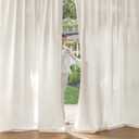 MIULEE Non-See-Through Privacy Linen Curtains 2 Panels, Light Filtering Window Curtains Farmhouse Textured Back Tab Semi Sheer Drapes for Bedroom Living Room, 52 x 84 Inches Long, Natural White