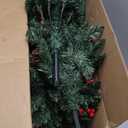 Best Choice Products 6ft Pre-Lit Spruce Pencil Christmas Tree Pre-Decorated for Home, Office, Party, Holiday Decoration w/ 618 Tips, 250 Lights, Pine Cones, Metal Hinges & Base - Green