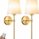 YHCDLAMP Battery Operated Wall Sconces Set of 2, Rechargeable Wireless Wall Lights with 10000mAh Magnetic Bulbs, Up to 50 Hours Runtime, Remote & RGB Dimmable, Brass for Bedroom Living Room Hallway