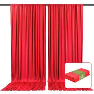 2 Panels Red Backdrop Curtain, 10 x 10 Feet Stain Background Curtains for Parties, Weddings, Baby Showers, Halloween, Christmas Birthday Party Photoshoot Backdrop Curtains Decorations
