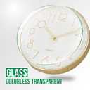 Wall Clock 10 Inch Non-Ticking Silent Modern Simple Style Round Decor Clock Gold Stereoscopic Dial Quartz Wall Clocks for Home/Office/School/Living Room/Bedroom/Kitchen