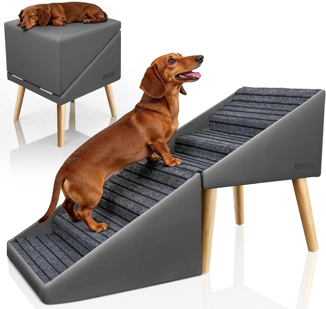 Dog Stairs & Ramp for High Bed & Couch,22.8" 6-Step Foldable Split Ottoman