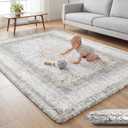 Huloo Sleep Baby Play Mat for Floor - 79x118 Inches 1.3" Thick Elasti-Foam Playpen Mat for Toddlers Infant Kids, Water-Repellent Nursery Rug, Non-Slip Backing for Crawling & Tummy Time, Brown Rustic