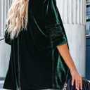 Happy Sailed Women's Velvet Blazer Jackets Casual Long Sleeve Lapel Collar Pocketed Blazer Suits Work Outfits (Green)