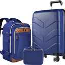 Luggage 3 Piece Carry On Luggage 22x14x9 Airline Approved Suitcase with TSA Lock, Lightweight PP Hardshell & Spinner Wheels Suitcase for Men Women, Blue