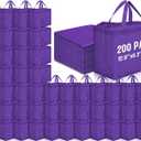Windyun Reusable Grocery Bags Large Non Woven Shopping Bags with Handles Foldable Portable Tote Bulk, 12.6 x 11.8 x 6.3 Inch (Dark Purple)