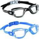 Swim Goggles 2 Pack Anti Fog Swimming Goggles, No Leaking UV Protection Pool Goggles for Adult Men Women Youth  (Clear Black & Blue)
