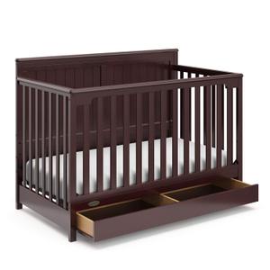 Graco Hadley 5-in-1 Convertible Crib with Drawer (Espresso)  GREENGUARD Gold Certified, Fits Standard Crib Mattress, Converts to Toddler Bed, Daybed and Full Bed, 4 Adjustable Mattress Heights